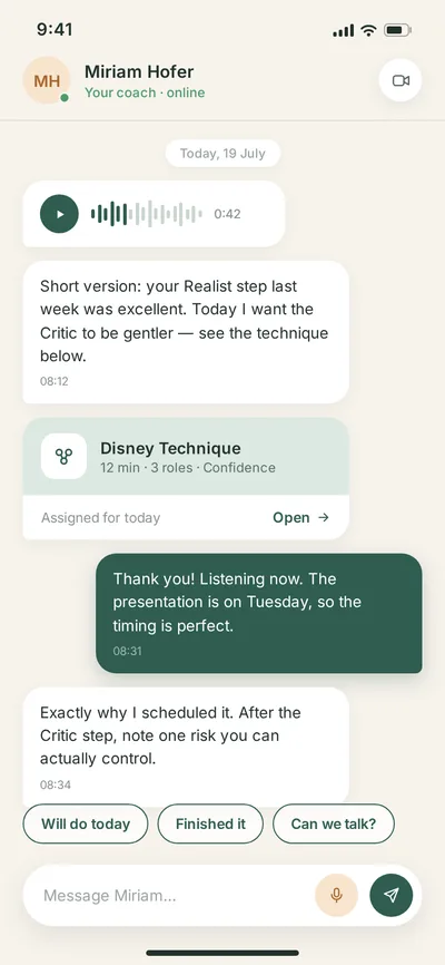 Chat with shared technique cards