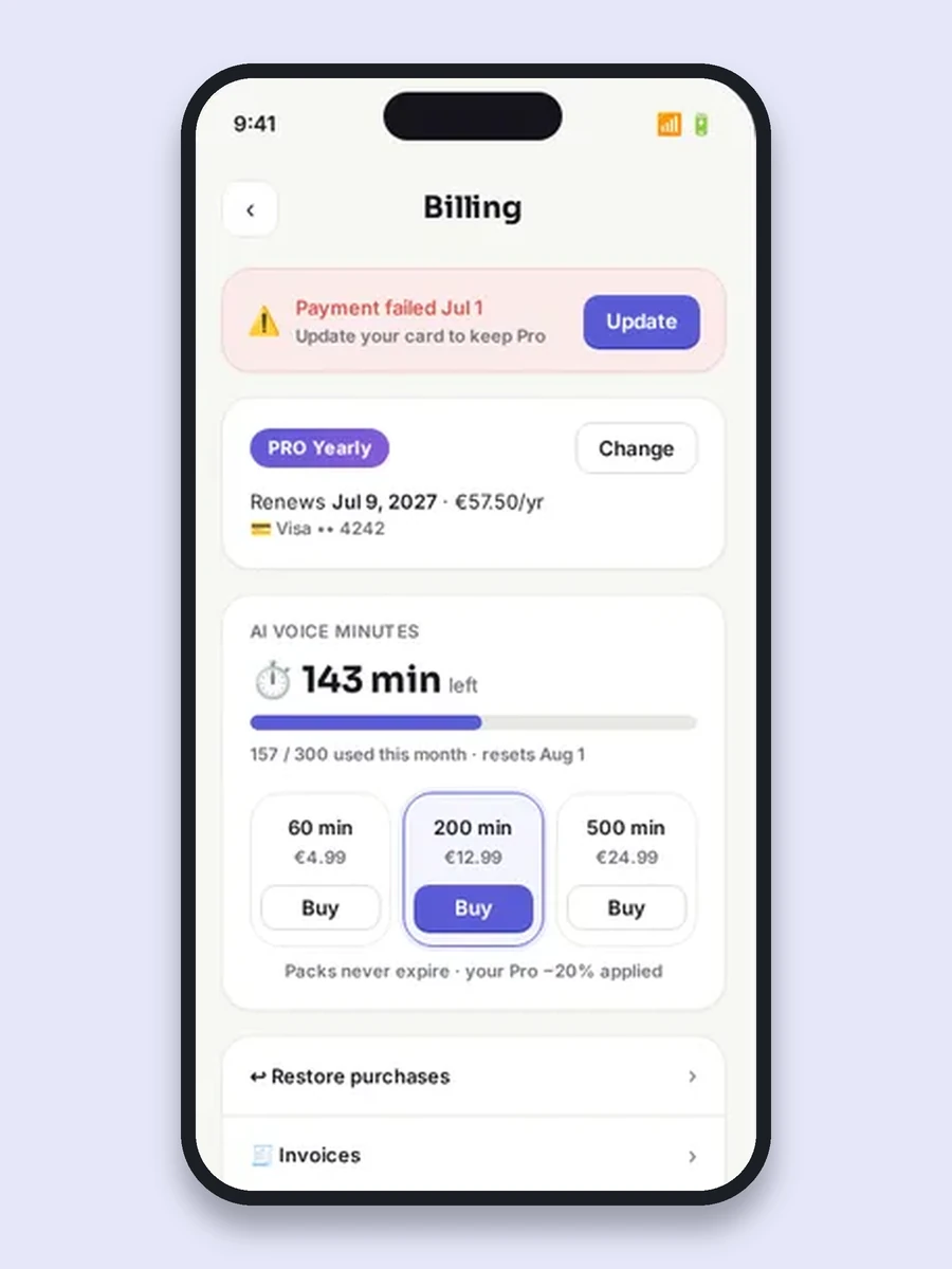 Verbly billing