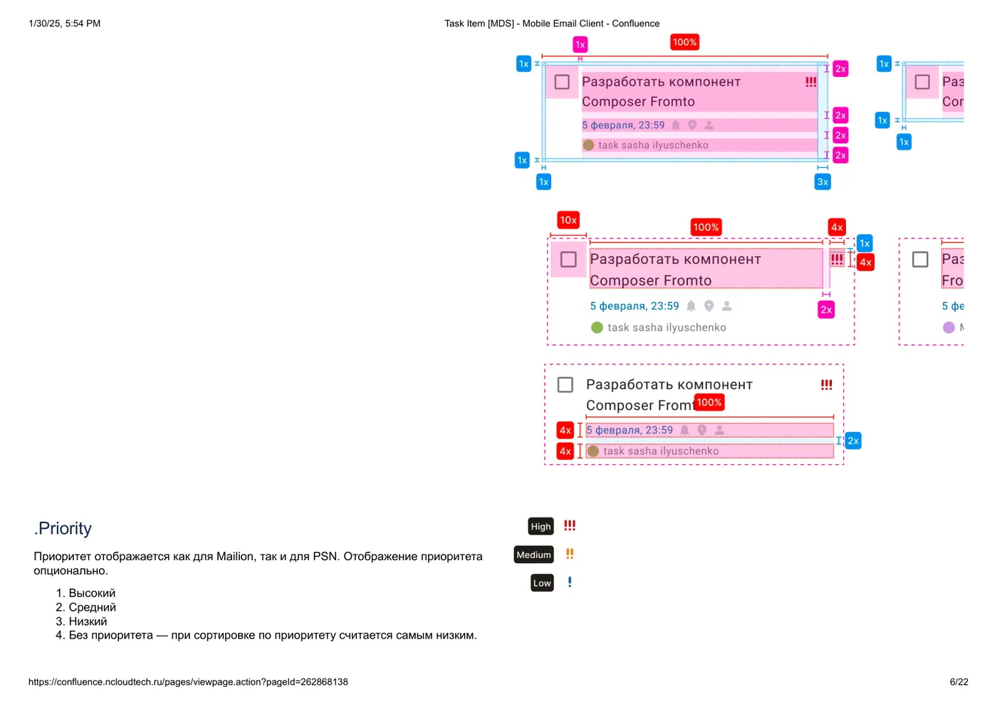 Design system Task Item component — anatomy with annotations