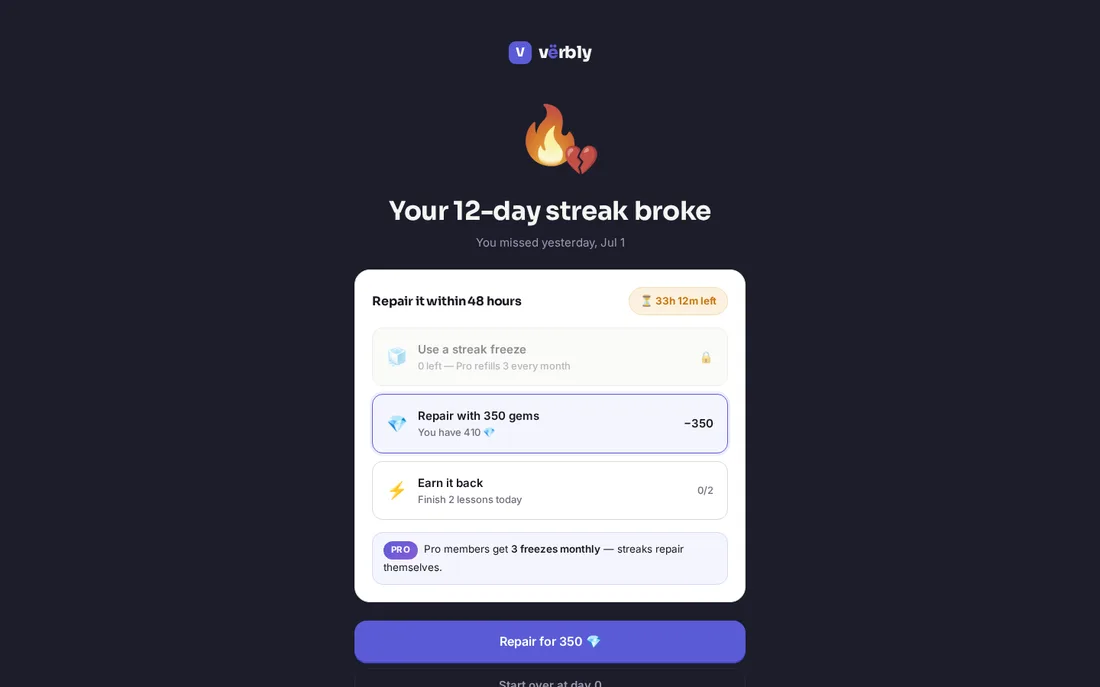 Streak lost
